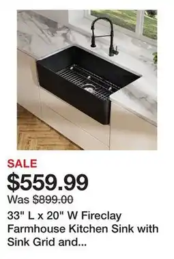 Wayfair 33 L x 20 W Fireclay Farmhouse Kitchen Sink with Sink Grid and Basket Strainer offer