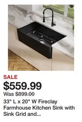 Wayfair 33 L x 20 W Fireclay Farmhouse Kitchen Sink with Sink Grid and Basket Strainer offer
