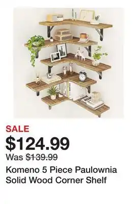 Wayfair Komeno 5 Piece Paulownia Solid Wood Corner Shelf offer
