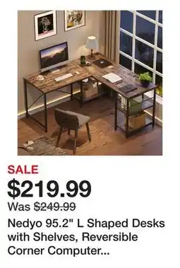 Wayfair Nedyo 95.2 L Shaped Desks with Shelves, Reversible Corner Computer Desk or 2 Person Long Table offer