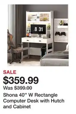 Wayfair Shona 40'' W Rectangle Computer Desk with Hutch and Cabinet offer