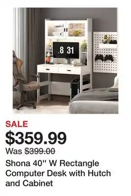 Wayfair Shona 40'' W Rectangle Computer Desk with Hutch and Cabinet offer