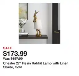 Wayfair Chester 27 Resin Rabbit Lamp with Linen Shade, Gold offer