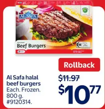 Walmart Al Safa halal beef burgers offer