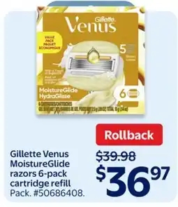 Walmart Gillette Venus MoistureGlide razors 6-pack cartridge refill offer