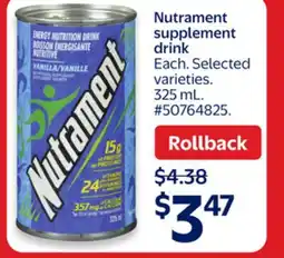 Walmart Nutrament supplement drink offer