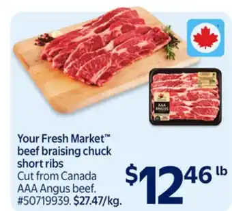 Walmart Your Fresh Market beef braising chuck short ribs offer