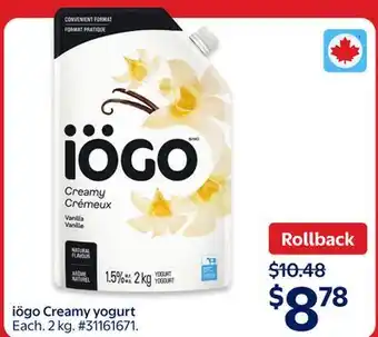 Walmart Iögo Creamy yogurt offer