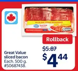 Walmart Great Value sliced bacon offer