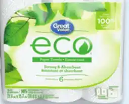 Walmart Great Value Paper Towels 6-pack offer