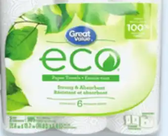 Walmart Great Value Paper Towels 6-pack offer