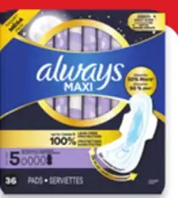 Walmart Always pads or liners offer