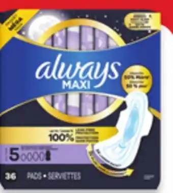 Walmart Always pads or liners offer