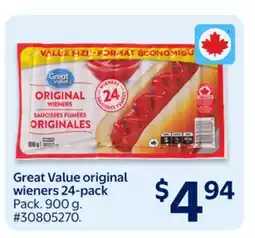 Walmart Great Value original wieners 24-pack offer
