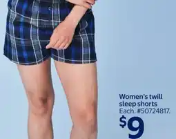 Walmart Women's twill sleep shorts offer