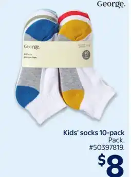Walmart Kids' socks 10-pack offer