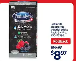 Walmart Pedialyte electrolyte powder sticks offer