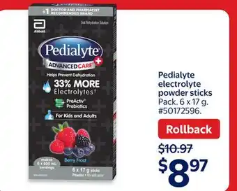 Walmart Pedialyte electrolyte powder sticks offer