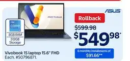 Walmart Vivobook 15 laptop 15.6 FHD offer