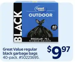 Walmart Great Value regular black garbage bags offer