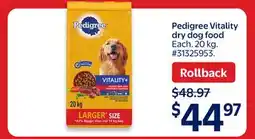 Walmart Pedigree Vitality dry dog food offer