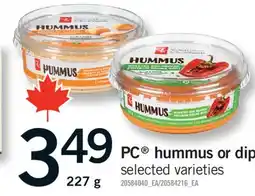 Fortinos PC HUMMUS OR DIP, 227 g offer