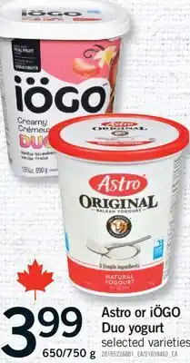 Fortinos ASTRO OR IÖGO DUO YOGURT, 650/750 G offer