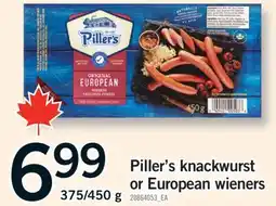 Fortinos PILLER'S KNACKWURST OR EUROPEAN WIENERS, 375/450 G offer