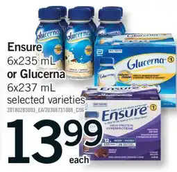 Fortinos ENSURE, 6X235 ML OR GLUCERNA, 6X237 ML offer