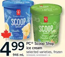Fortinos PC SCOOP SHOP ICE CREAM, 946 mL offer