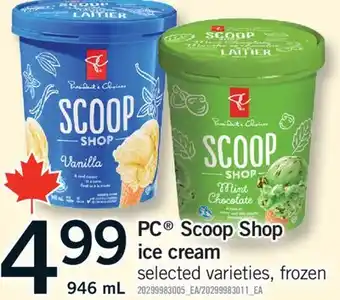 Fortinos PC SCOOP SHOP ICE CREAM, 946 mL offer