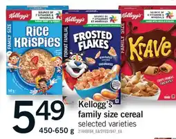 Fortinos KELLOGG'S FAMILY SIZE CEREAL , 450-650g offer