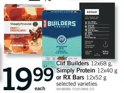 Fortinos CLIF BUILDERS 12X68 G, SIMPLY PROTEIN 12X40 G OR RX BARS 12X52 G offer