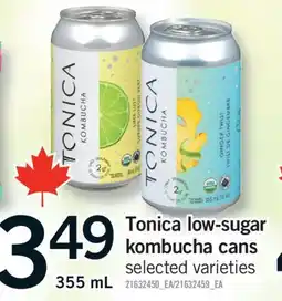 Fortinos Tonica low-sugar kombucha cans, 355 ML offer