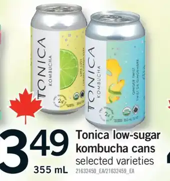 Fortinos Tonica low-sugar kombucha cans, 355 ML offer