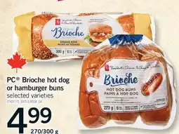 Fortinos PC BRIOCHE HOT DOG OR HAMBURGER BUNS, 270/300 G offer