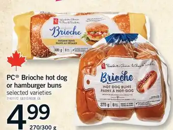 Fortinos PC BRIOCHE HOT DOG OR HAMBURGER BUNS, 270/300 G offer