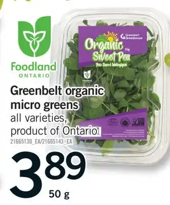 Fortinos GREENBELT ORGANIC MICRO GREENS, 50 g offer