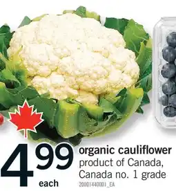 Fortinos ORGANIC CAULIFLOWER offer