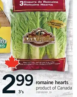 Fortinos ROMAINE HEARTS, 3'S offer