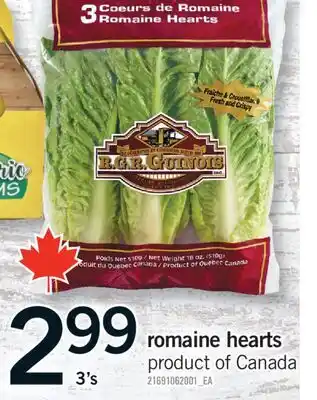 Fortinos ROMAINE HEARTS, 3'S offer