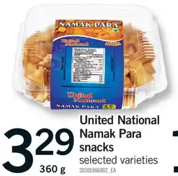 Fortinos UNITED NATIONAL NAMAK PARA SNACKS, 360 G offer