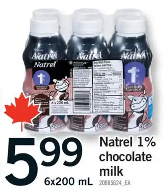 Fortinos NATREL 1% CHOCOLATE MILK, 6X200 ML offer