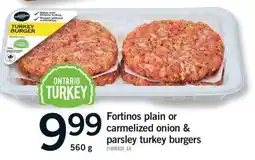 Fortinos FORTINOS PLAIN OR CARMELIZED ONION & PARSLEY TURKEY BURGERS, 560 G offer