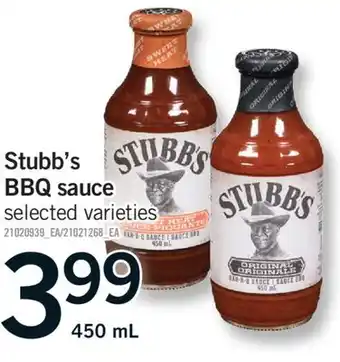 Fortinos STUBB'S BBQ SAUCE, 450 ML offer