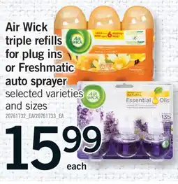 Fortinos AIR WICK TRIPLE REFILLS FOR PLUG INS OR FRESHMATIC AUTO SPRAYER offer