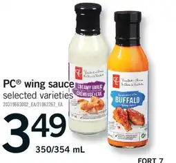 Fortinos PC WING SAUCE, 350/354 ML offer