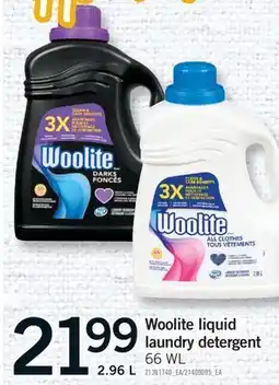 Fortinos WOOLITE LIQUID LAUNDRY DETERGENT, 2.96 L offer