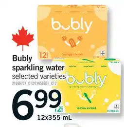Fortinos BUBLY SPARKLING WATER, 12 X 355 ML offer
