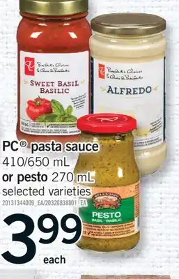 Fortinos PC PASTA SAUCE, 410/650 ML OR PESTO 270 ML offer